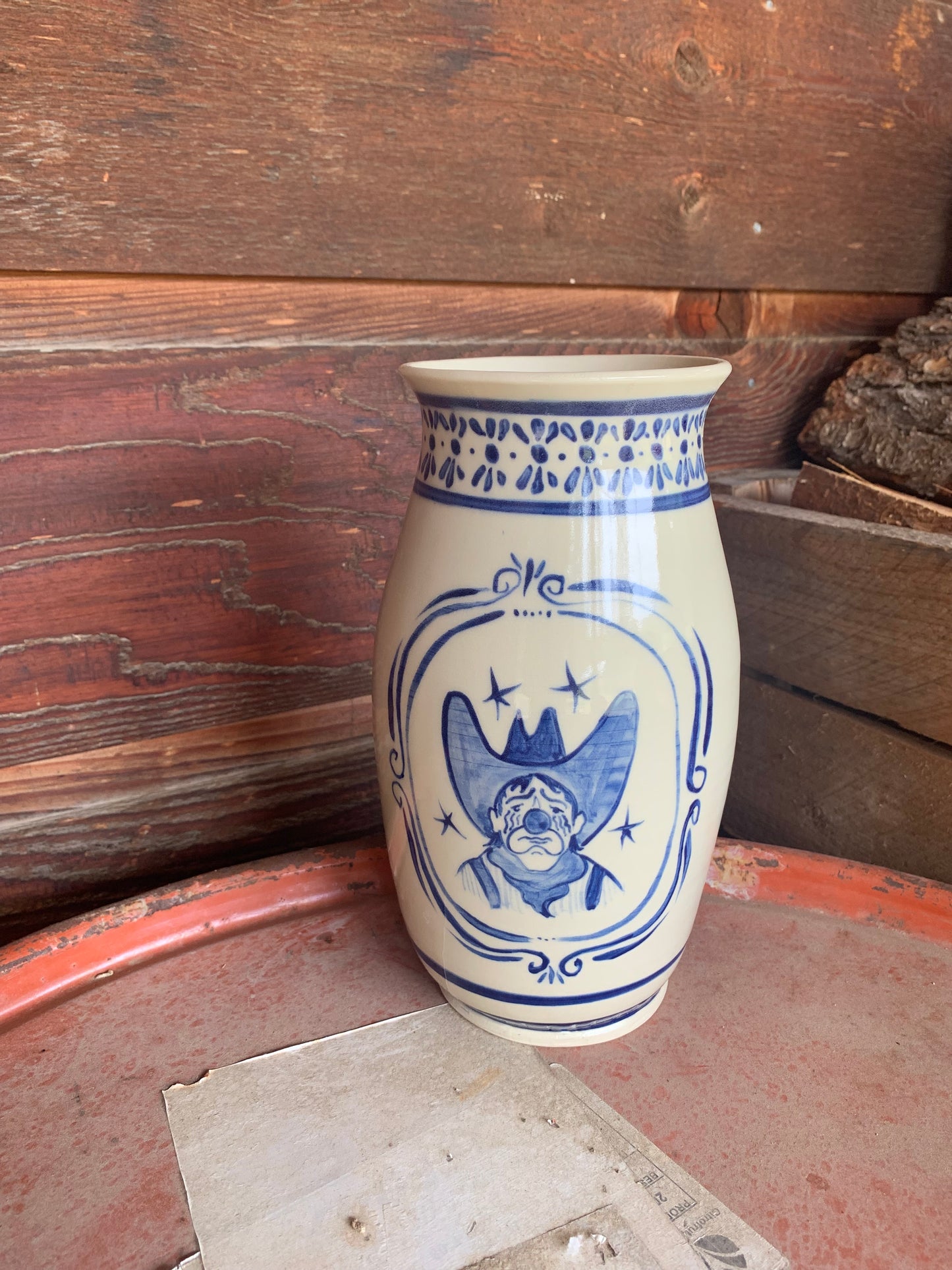 Rodeo Clown Vase