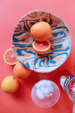 Orange and Blue Pedestal Bowl